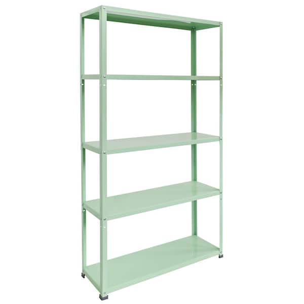 5-Tier Powder-Coated Metal Decorative Household Storage Shelving Unit in Light Green (36 in. W x 69 in. H x 12 in. D)