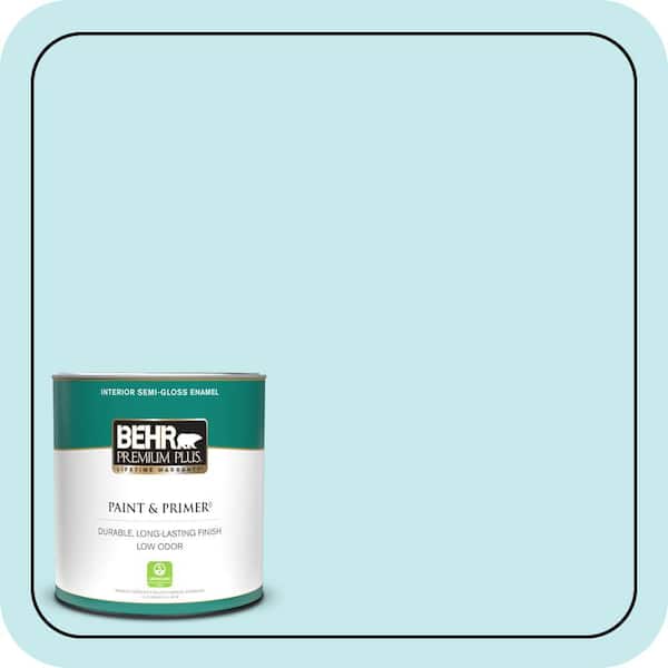 BEHR PREMIUM PLUS 1 qt. #P470-1 Silent Breeze Semi-Gloss Enamel Low Odor Interior Paint & Primer