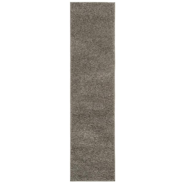 SAFAVIEH New York Shag Gray 2 ft. x 12 ft. Machine Washable Solid Color Runner Rug