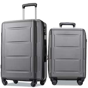 20 in. x 24 in. 2-Piece Dark Gray ABS Hardshell Spinner Luggage Set with TSA Lock, Handy Pack 3-Level Telescoping Handle