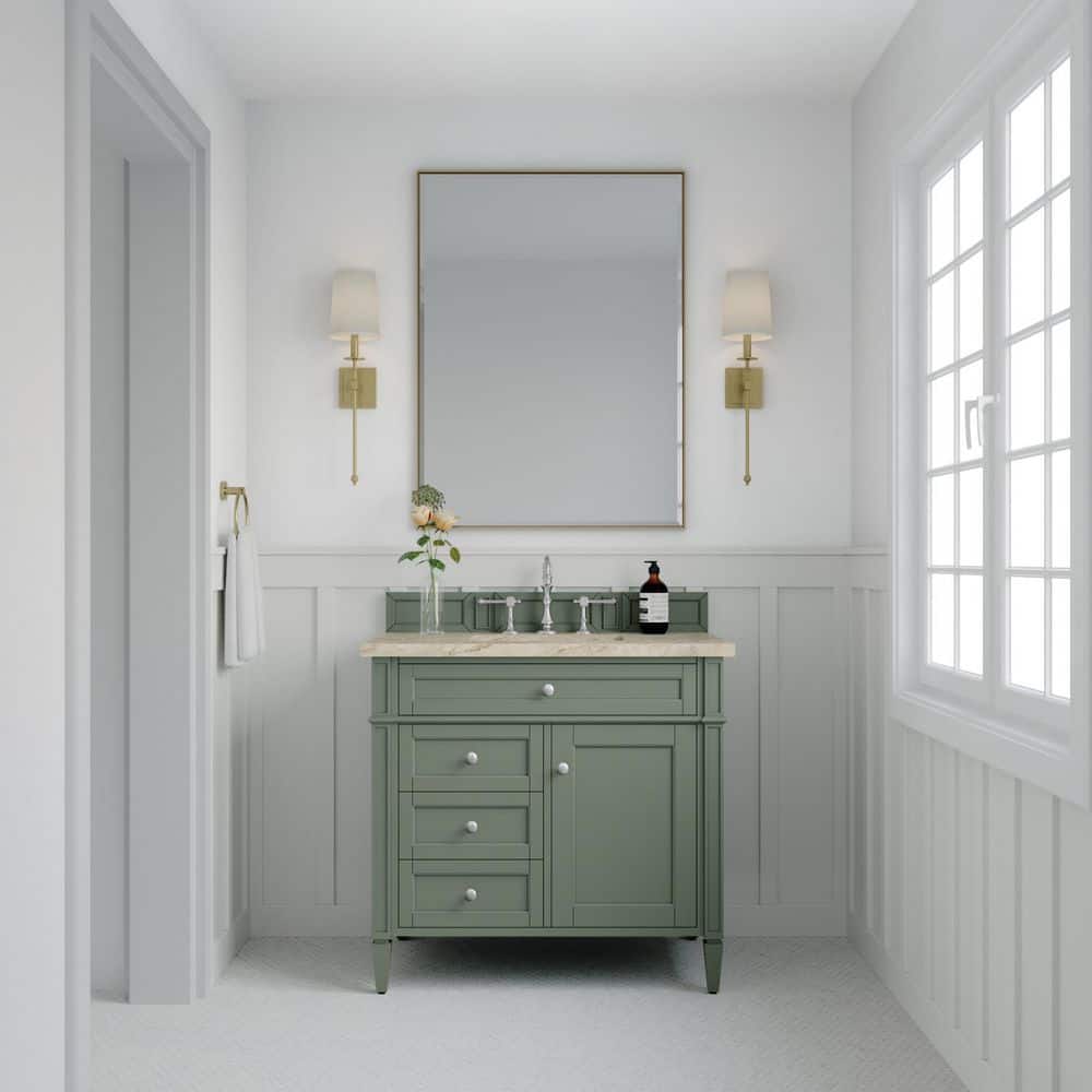 Brittany 36.0 in. Single Bath Vanity in Smokey Celadon with Tajnar Engineered Composite Top price history on PriceWatchPro