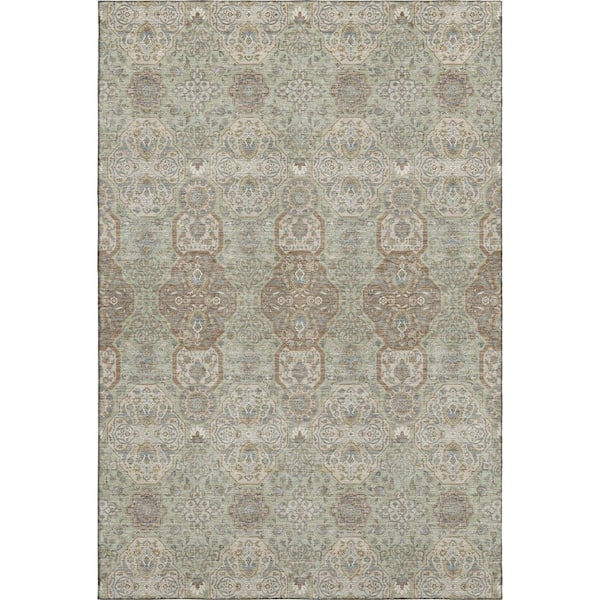 Mayfield Premium Machine Washable Abstract AMF2483 Sage 10 ft. x 14 ft. Area Rug