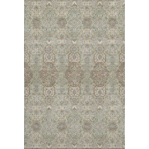 Mayfield Premium Machine Washable Abstract AMF2483 Sage 5 ft. x 7 ft. 6 in. Area Rug