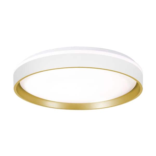 AFX Rana 19 in. 200-Watt Contemporary White Integrated LED Flush Mount with Frosted Glass White Frosted Clear Shade