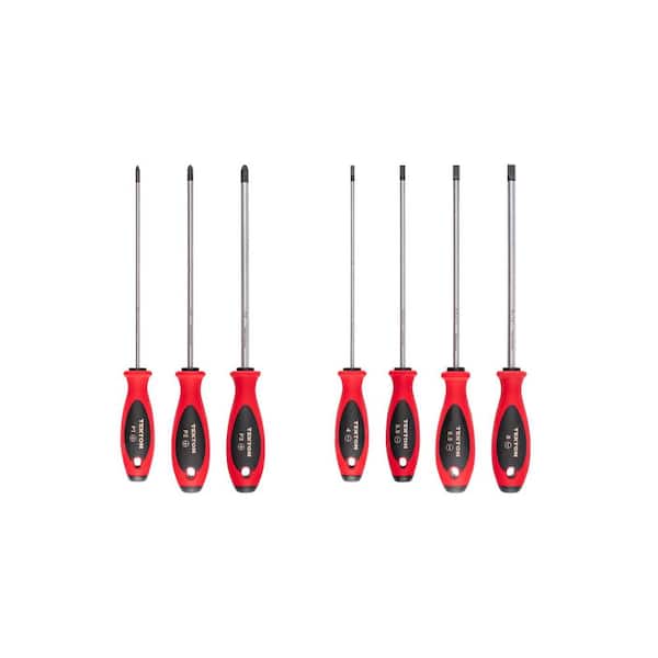 Phillips and Slotted Screwdriver Set - 8 in. Shanks, 7-Piece (1-3, 4-8 mm)