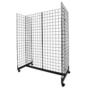 72 in. H x 24 in. W Grid Wall Panel Floorstanding Display Fixture with Gondola Base, Black