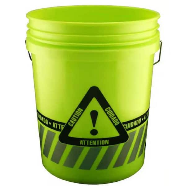 5 gal. Reflective Caution Bucket in Green