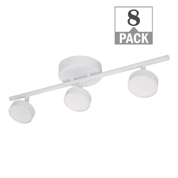 ETI LIGHTING 20 in. White 3-Light Track Light Adjustable Lamp Heads LED Flush Mount 1650 Lumens 2700K-5000K Kitchen Light (8-Pack)