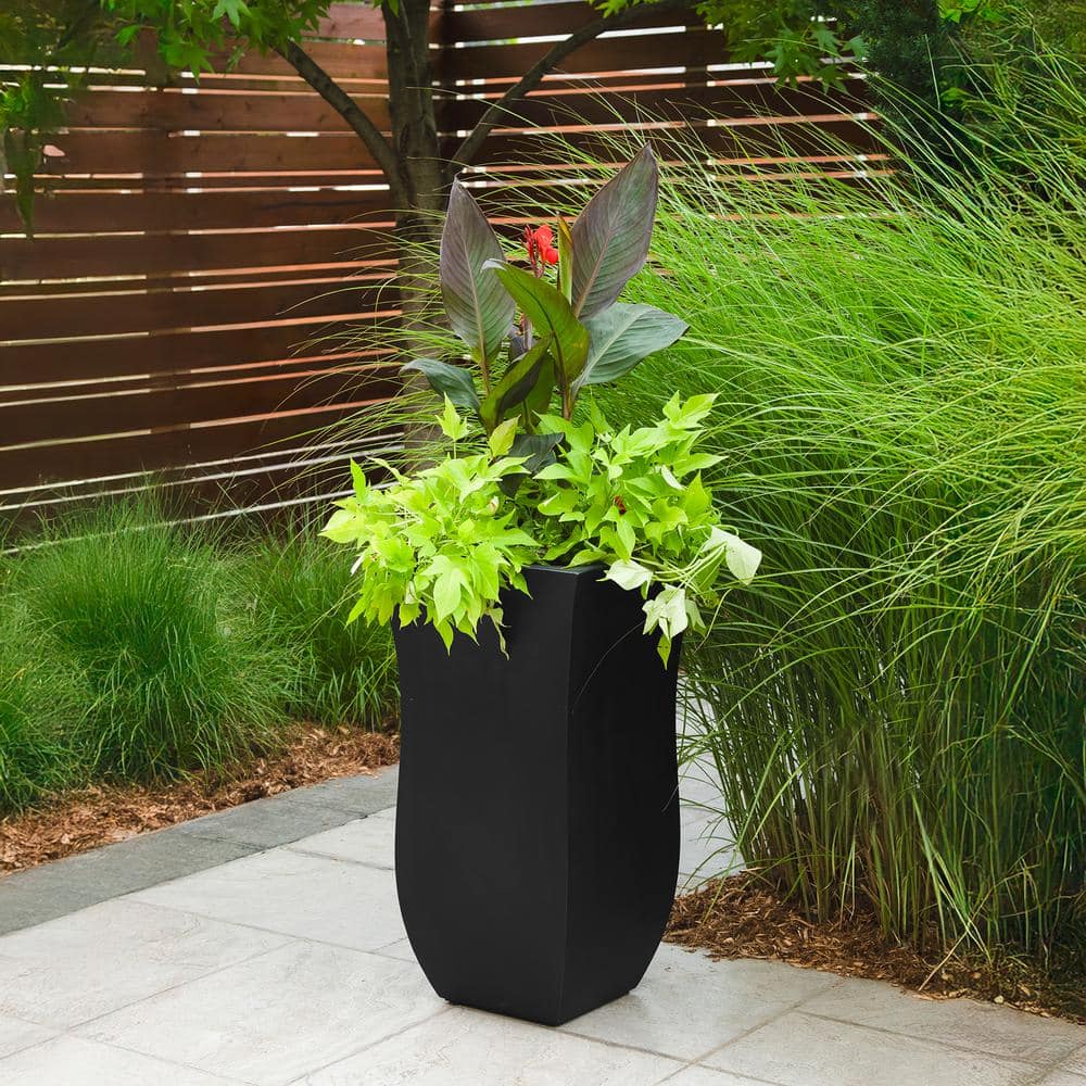 Valencia 30" Black Tall Polyethylene Outdoor Planter