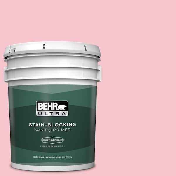 BEHR ULTRA 5 gal. #120B-4 Old Fashioned Pink Extra Durable Semi-Gloss Enamel Interior Paint & Primer