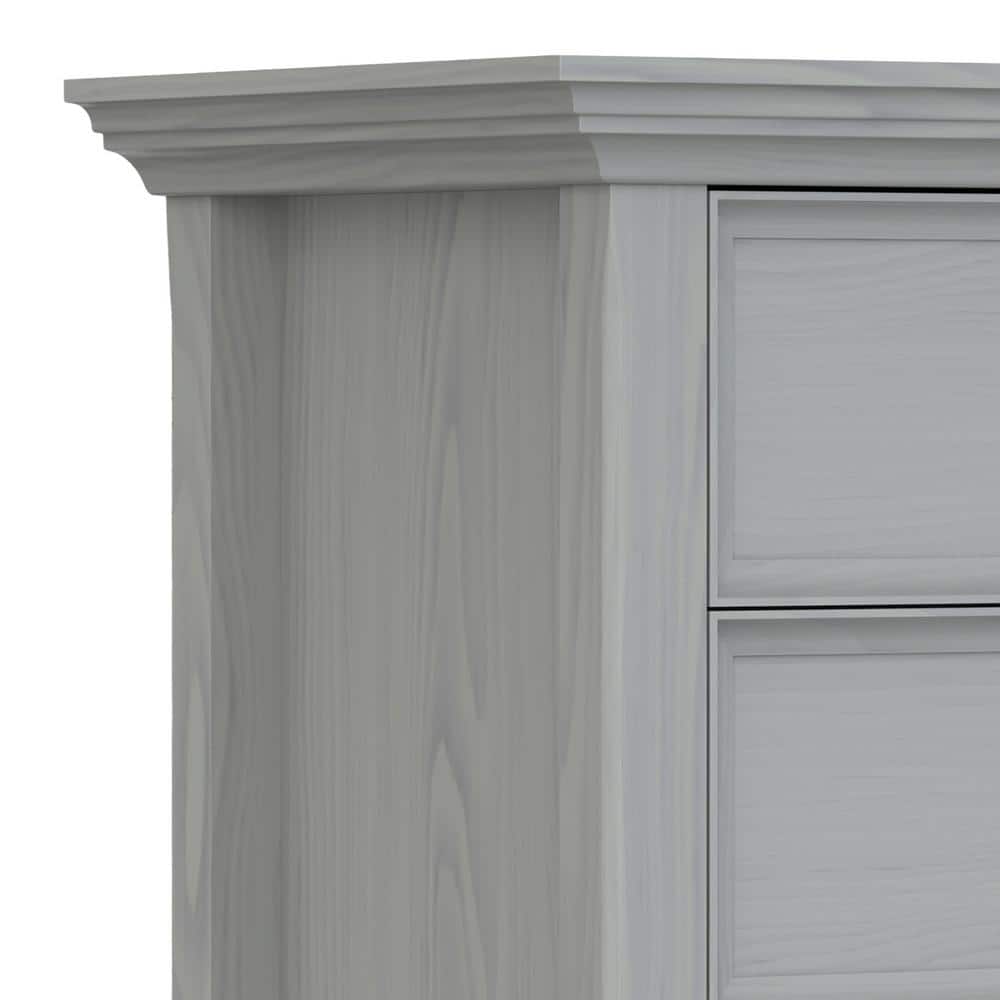 Fog Grey Solid Wood 2-Drawer Bedside Table