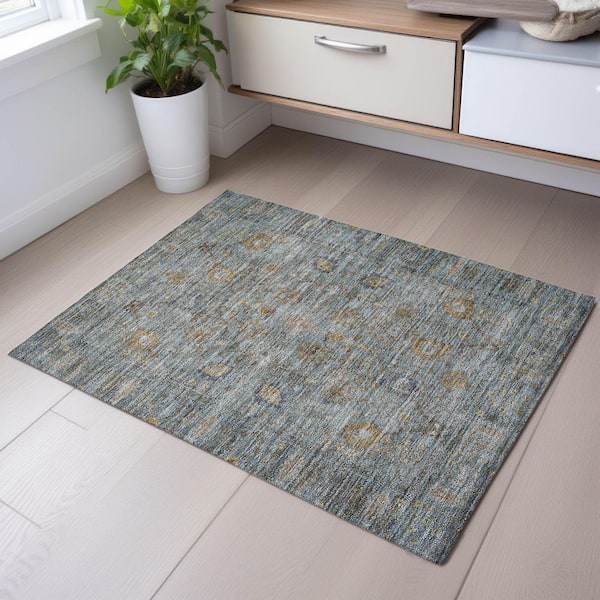 Mayfield Premium Machine Washable Abstract AMF1106 Teal 2 ft. x 3 ft. Area Rug