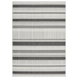 Tripoli Mateo Charcoal/Cream 8 ft. x 10 ft. Striped Indoor/Outdoor Area Rug