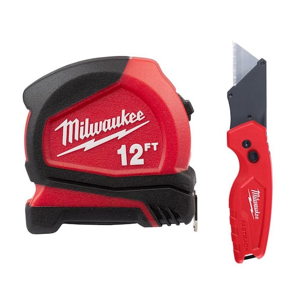 Milwaukee 12 ft. Compact Tape Measure with FASTBACK Compact Folding Utility Knife