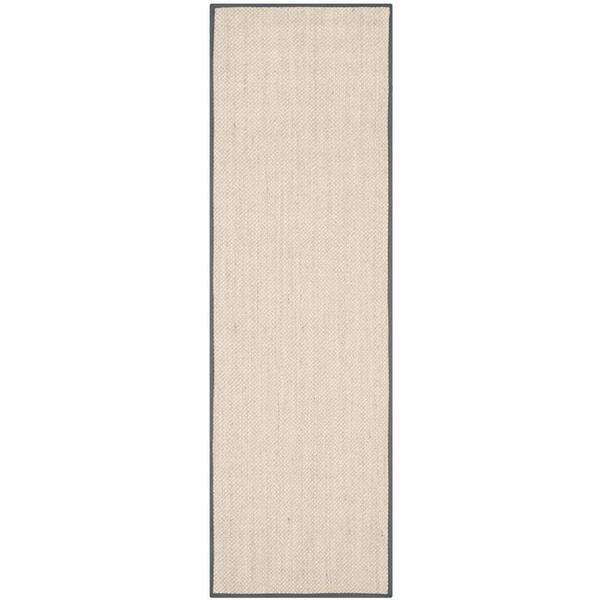SAFAVIEH Natural Fiber Marble/Dark Gray 3 ft. x 8 ft. Border Runner Rug