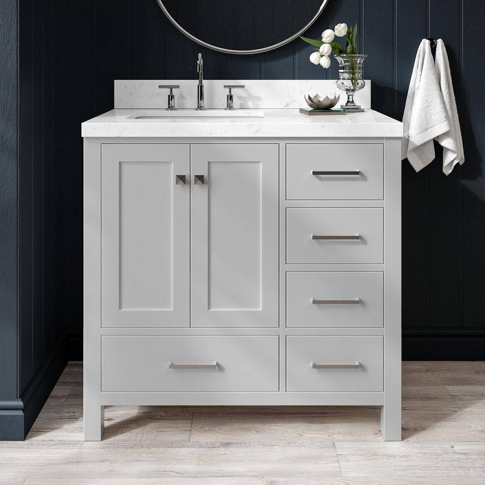 Cambridge 36" Gray Solid Wood Freestanding Vanity Cabinet