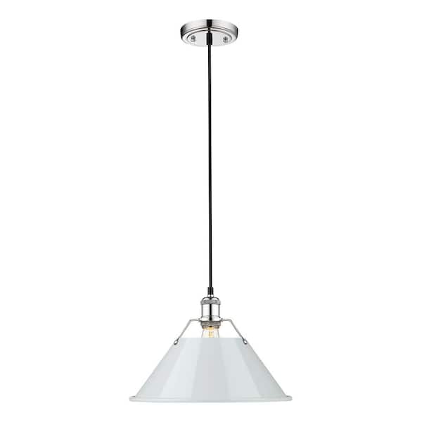 Golden Lighting Orwell 100-Watt 1-Light Chrome and Dusky Blue Pendant Light