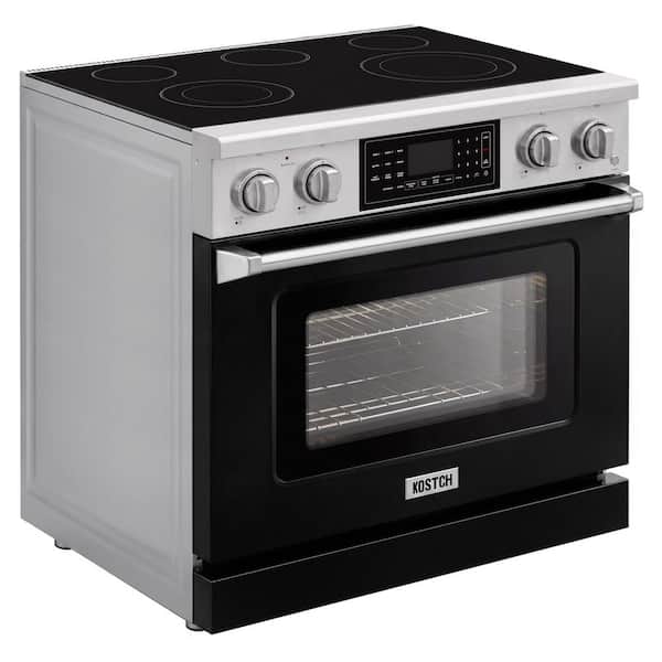 Tilt Panel 36 in. 5 Burner Elements Freestanding Electric Range with 6.2 cu. ft. Air Fry Conv. Oven in Black