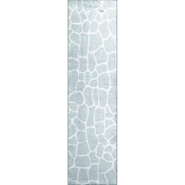 2 X 8 Gray, Ivory Animal Print Runner Rug