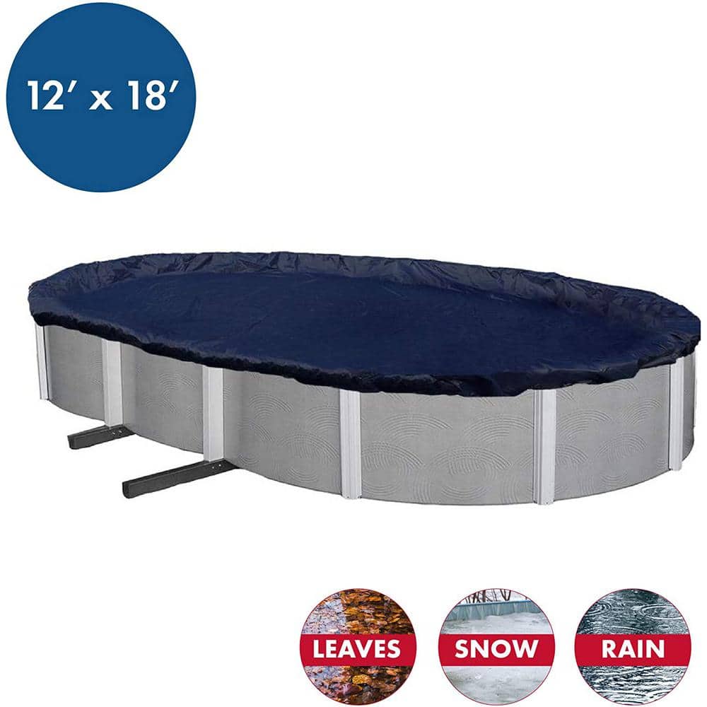 12' x 18' Oval Blue Laminated Polyethylene Winter Pool Cover
