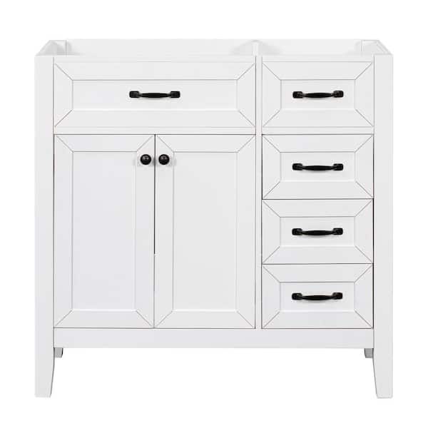 cadeninc 35.5 in. W x 17.7 in. D x 35 in. H Bath Vanity Cabinet without Top, Cabinet Base Only, with Drawers，White