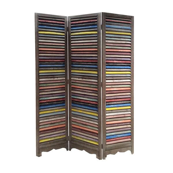 Unbranded Multi-colored Shutter 6 ft. Multi-color 3-Panel Room Divider