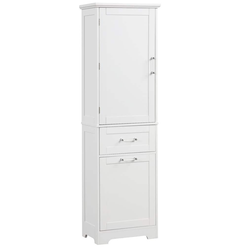 20 in. W x 13 in. D x 68.1 in. H White MDF Freestanding Linen Cabinet ...