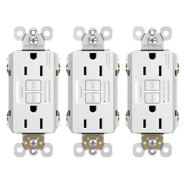 radiant 15 Amp 125-Volt Self-Test GFCI Duplex Outlet, White (3-Pack)