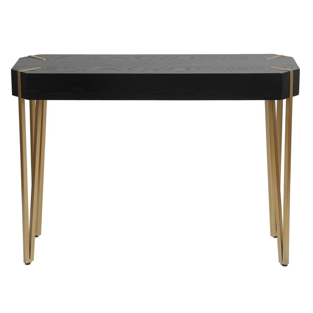Modern Black Wood and Gold Metal 45'' Console Table with Storage