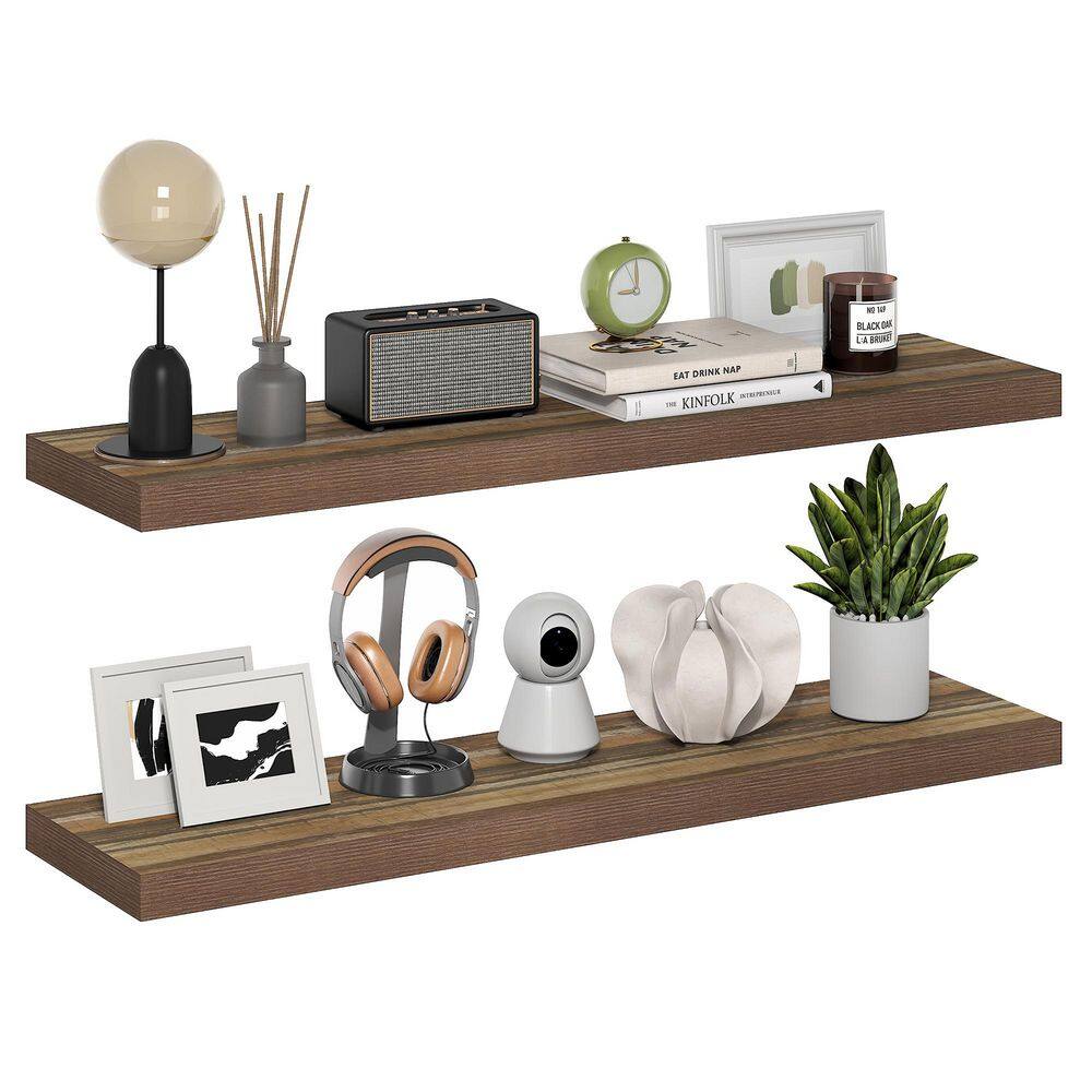 TANNA 2 in. Tall Retro Brown Wood 2-Shelf Bookcase price history on PriceWatchPro