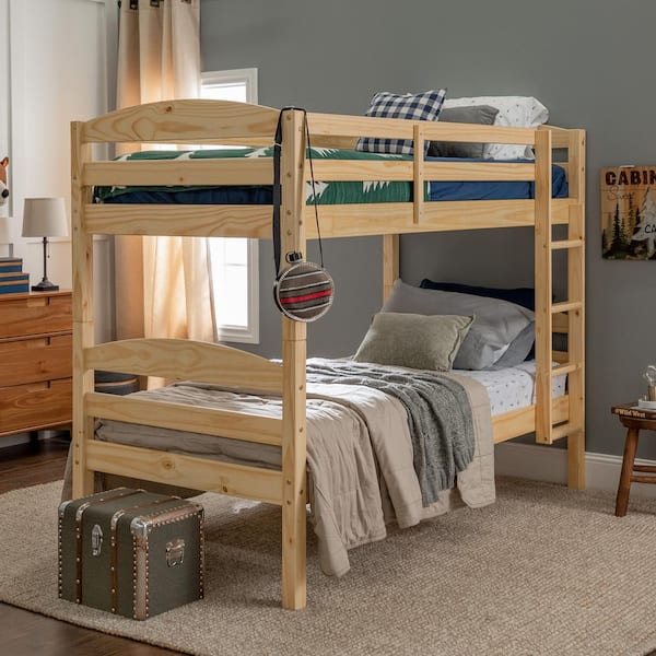 Walker Edison Furniture Company Solid Wood Twin over Twin Bunk Bed - Natural