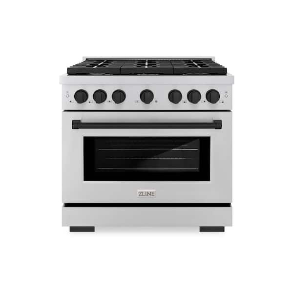 ZLINE Kitchen and Bath Paramount 36 in. 6-Burner Dual Fuel Range with Convection Oven in Stainless Steel and Matte Black