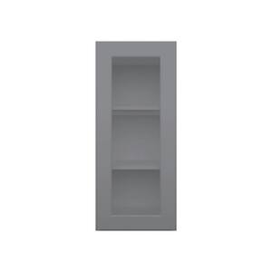 15 in. W x 12 in. D x 36 in. H in Shaker Grey Ready to Assemble Wall Kitchen Cabinet with No Glasses