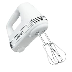 Power Advantage 9-Speed White Hand Mixer with Recipe Book and Beater, Whisk and Dough Hook Attachments