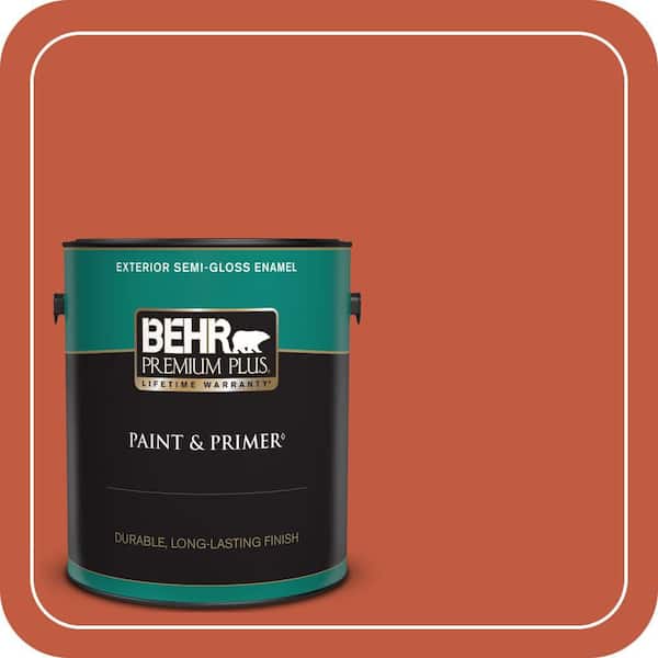 BEHR PREMIUM PLUS 1 gal. #M180-7 Deep Fire Semi-Gloss Enamel Exterior Paint & Primer