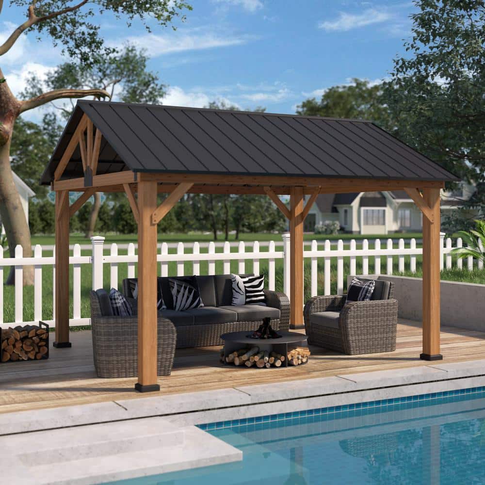 GRINDLODGE ×BOAB EAGLE PEAK 13 ft. W x 11 ft. D Solid Wood Patio Gazebo, Cedar