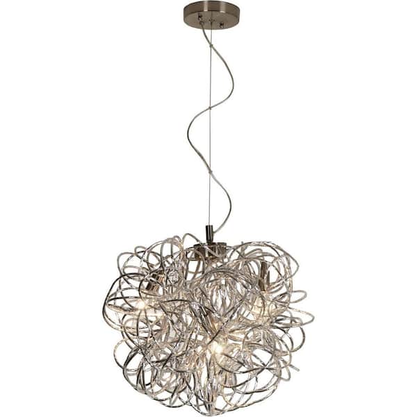 Trend Lighting Mingle 3-Light Polished Chrome Pendant with Faceted Chrome Aluminum Wire Shade
