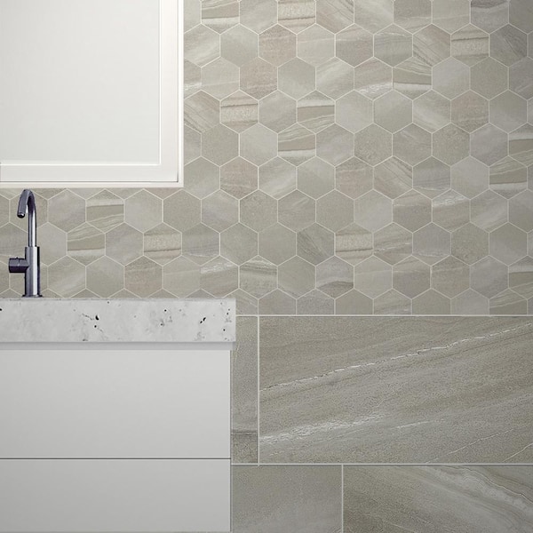 Aspen Granite 12 in. x 12 in. Hexagon Matte Porcelain Floor and Wall Mosaic Tile (5 sq. ft. / case)