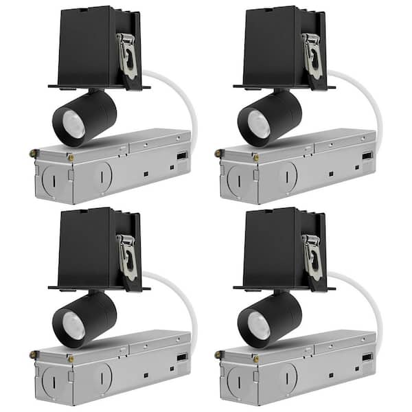 2 In. 1-Head Integrated LED Adjustable Recessed Light, 5CCT, CRI90, 3W, 200LM, 355° & 80° Tilt, Dimmable, Black, 4 Pack