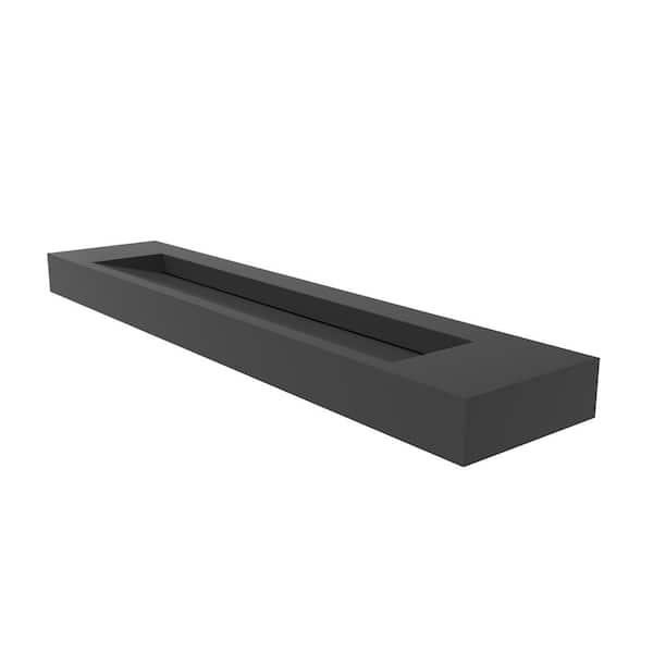 Pyramid 84 in. Wall Mount Solid Surface Single-Basin Rectangle Non Vessel Sink Matte Black Bathroom without Faucet Hole