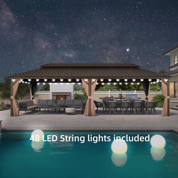 PURPLE LEAF 14 ft. x 24 ft. Bronze Patio Outdoor Gazebo for