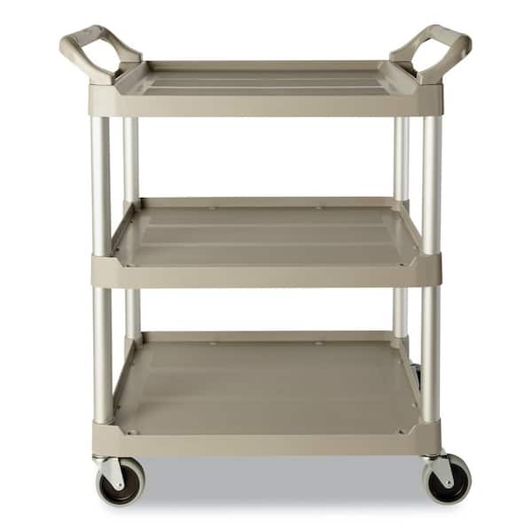 Plastic Utility Cart 400 lb Weight Capacity 2 Tub Shelves 4in Swivel Casters 