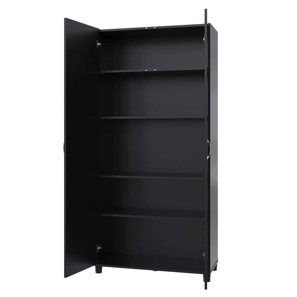 Lonn 36" Black Freestanding Utility Storage Cabinet with Adjustable Shelving