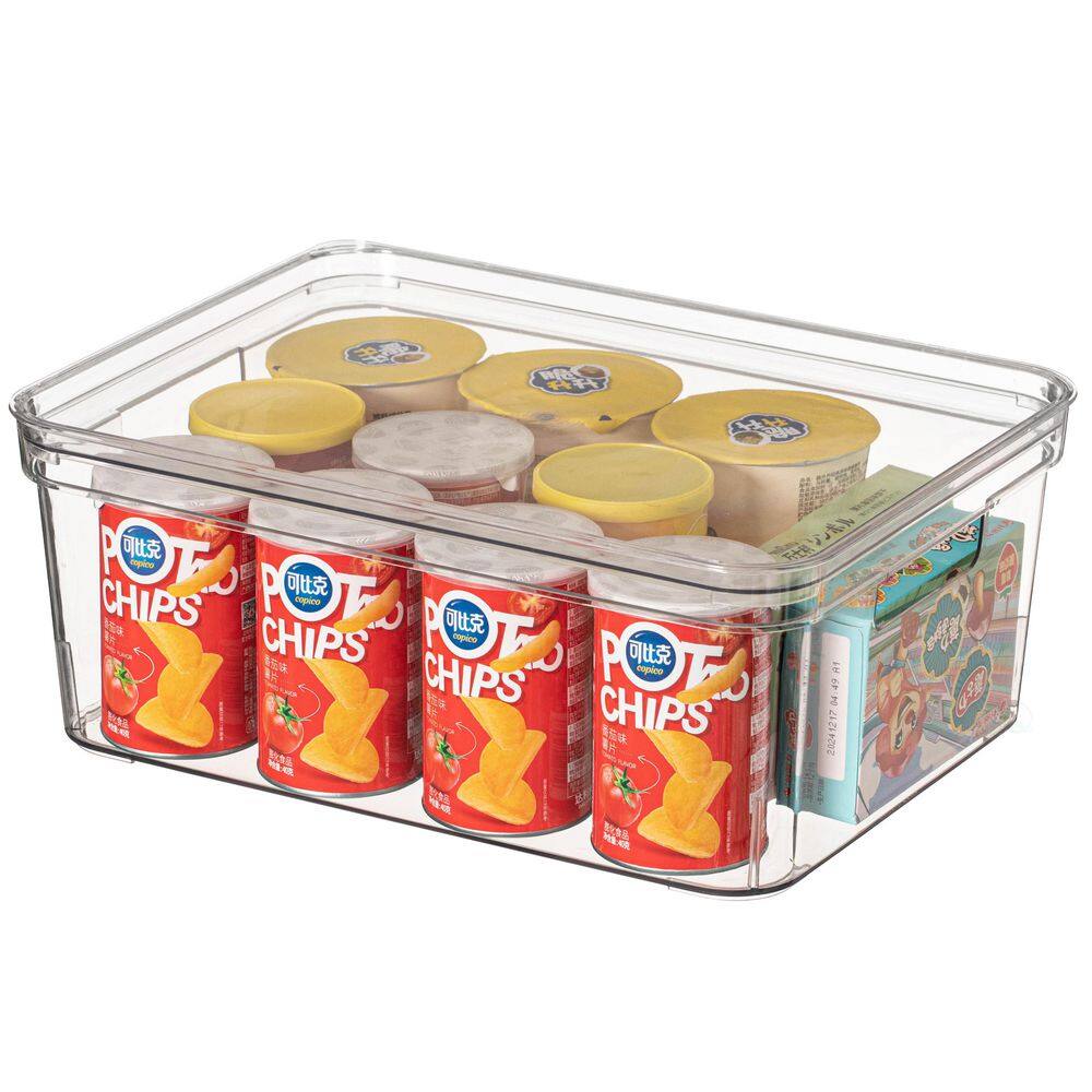 Clear Storage Container with Lid For Kitchen Pantry Cabinet & Fridge Bin For Home or Office Use, Medium