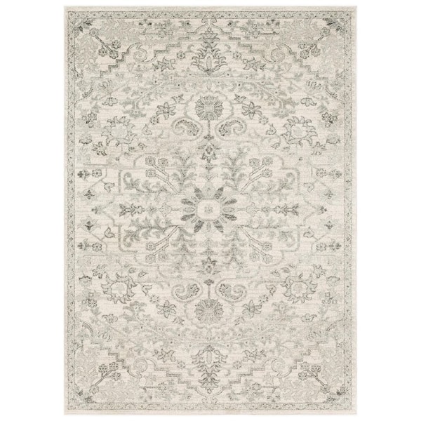 Unbranded Beige Polypropylene 5 ft. x 7 ft. Floral Indoor/Outdoor Area Rug