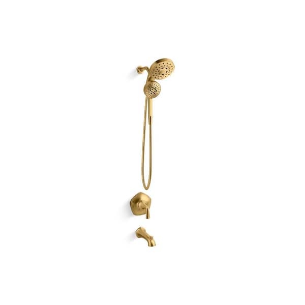 KOHLER Sundae Single Handle 1-Spray Tub and Shower Faucet 1.75 GPM in. Vibrant Brushed Moderne Brass (Valve Included)