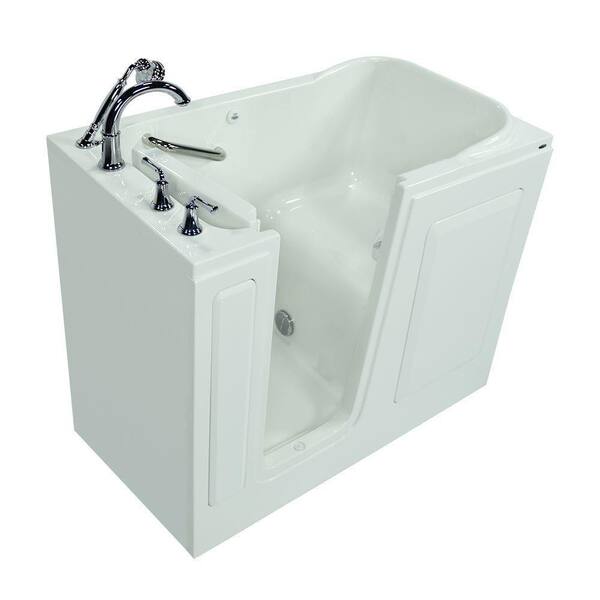 American Standard Gelcoat 4 ft. Walk-In Soaker Bathtub with Left-Hand Quick Drain and Cadet Right-Height Toilet in White
