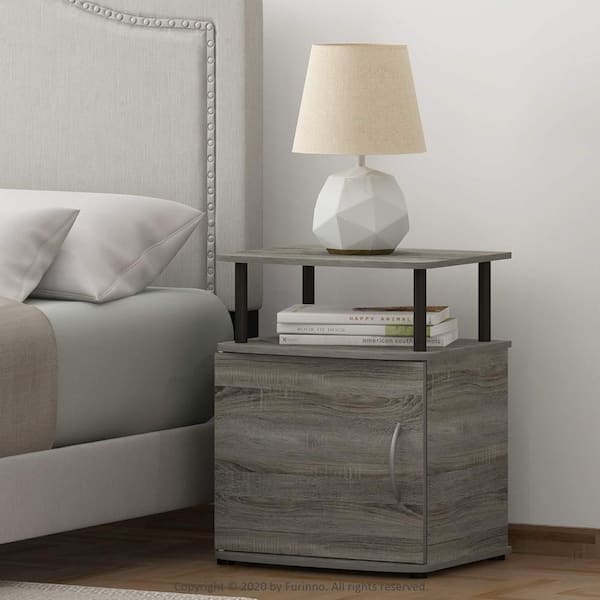 17 in. Gray Finish Rectangle Wood End Table
