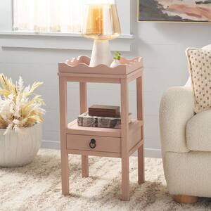SAFAVIEH Darlyn 14.2 in. Winter Sky Wood End Table with 1 Drawer ...