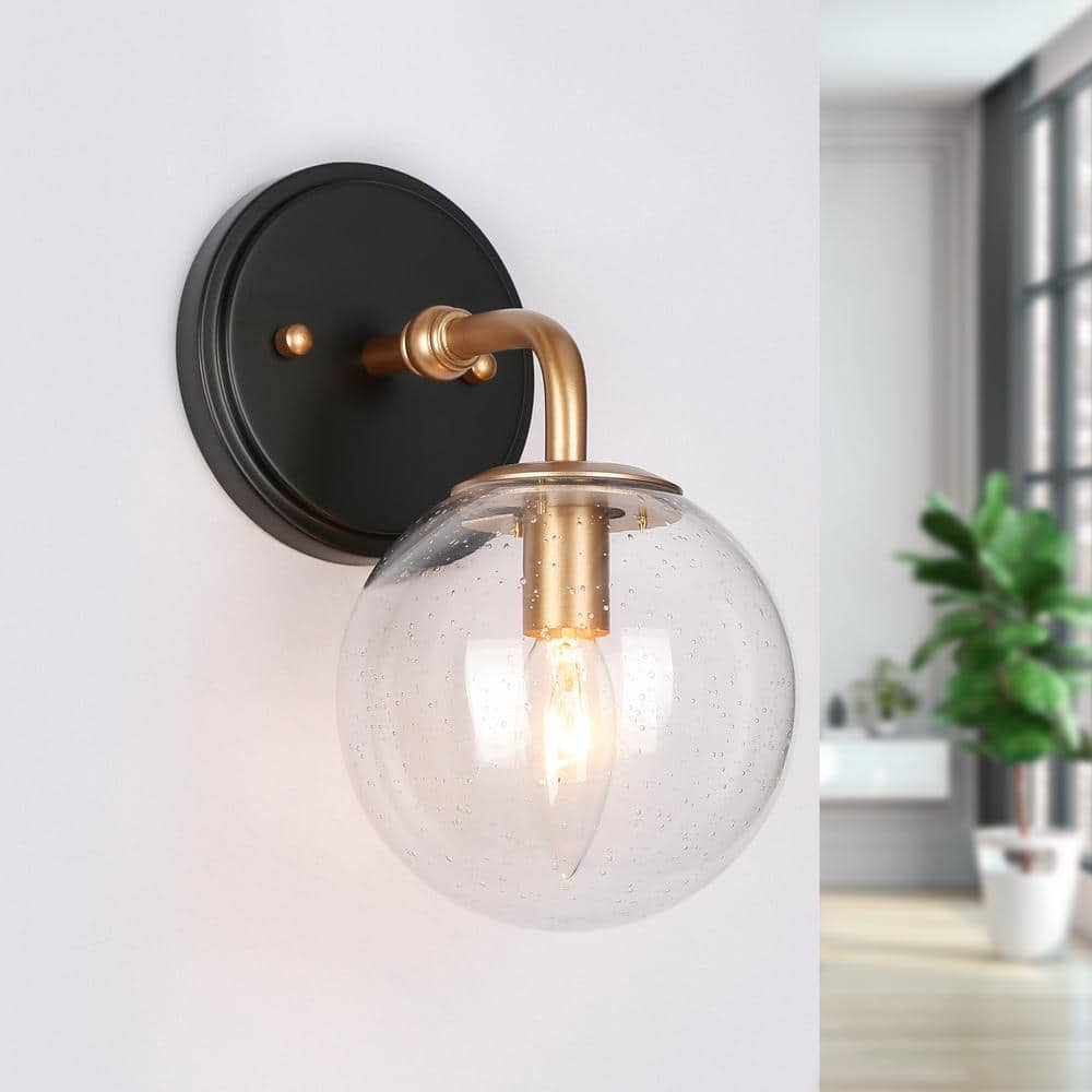 LNC Modern 5.5 In. 1-Light Vintage Gold Wall Sconce With Matte Black ...